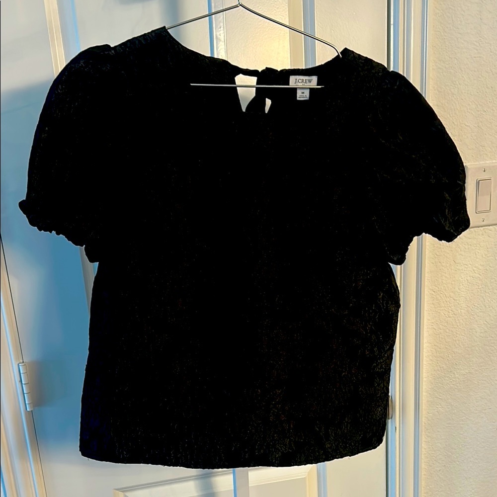 J. Crew Black Puff Sleeve Top